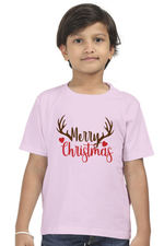 Merry Christmas Kid's Half Sleeve T-Shirt Light Baby Pink
