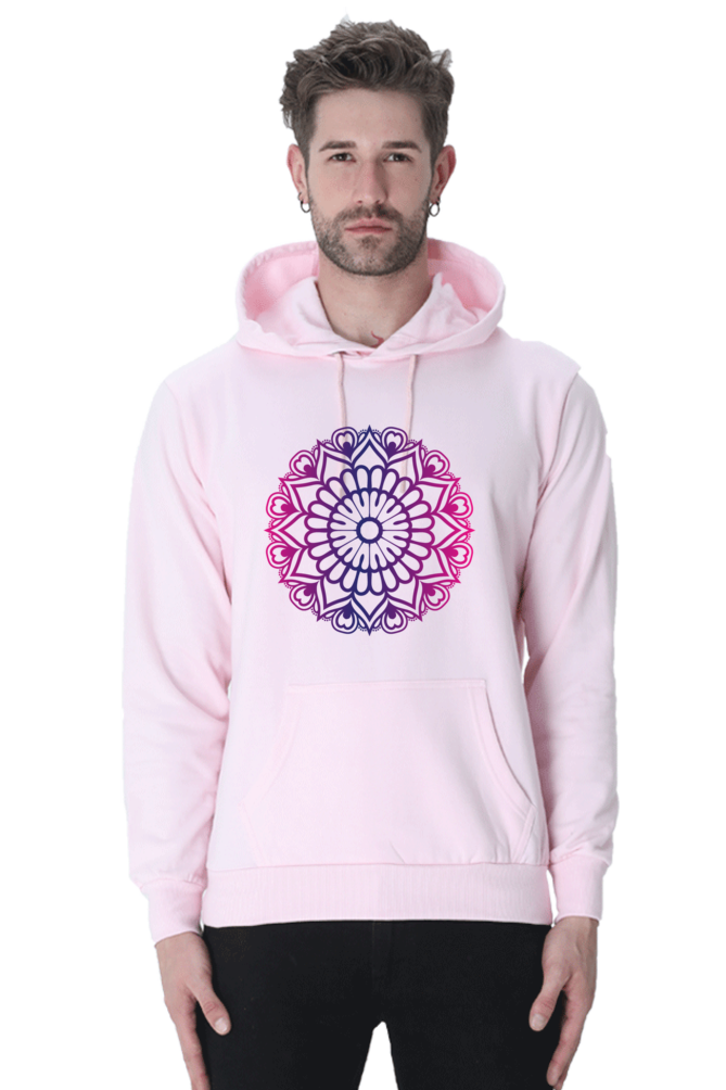 Purple Mandala Unisex Casual Hoodie Light Baby Pink