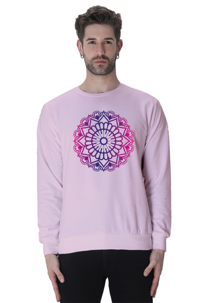 Mandala Unisex Casual Sweatshirt Light Baby Pink