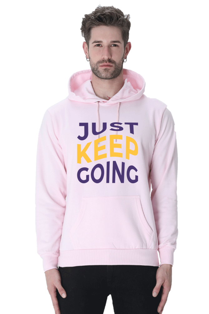 Just Keep Going Unisex Casual Hoodie Light Baby Pink