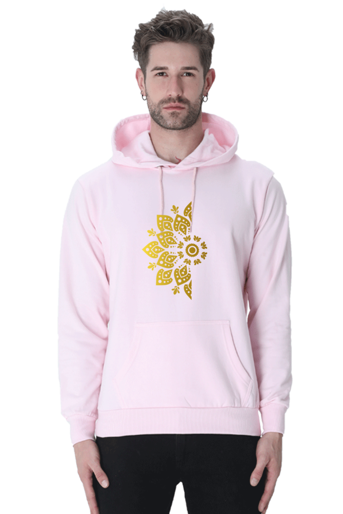 Gold Mandala Unisex Casual Hoodie Light Baby Pink