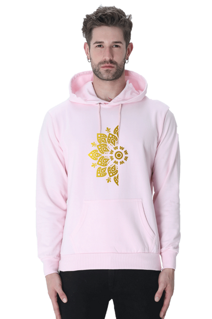 Gold Mandala Unisex Casual Hoodie Light Baby Pink