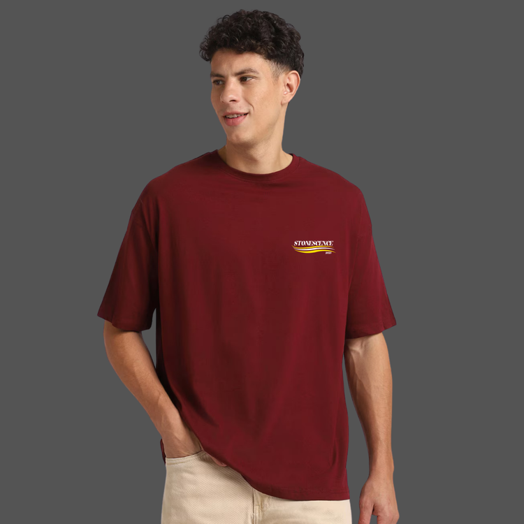 Stonescence 2023 Terry Oversized T-Shirt Maroon
