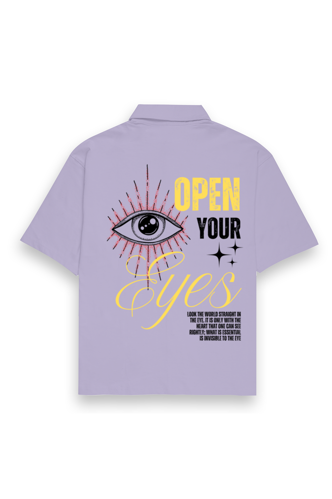 Eyes Dark Oversized Cotton Shirt Lavender
