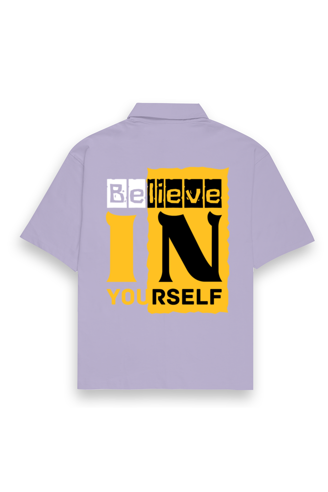 Believe In Yourself Oversized Cotton Shirt Lavender