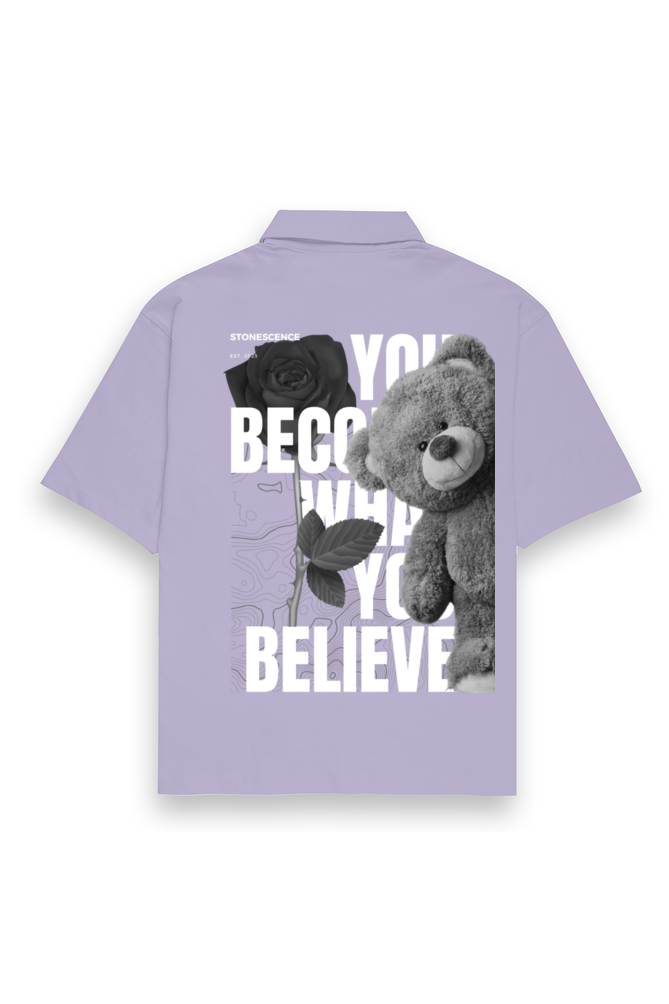 Believe Oversized Cotton Shirt Lavender