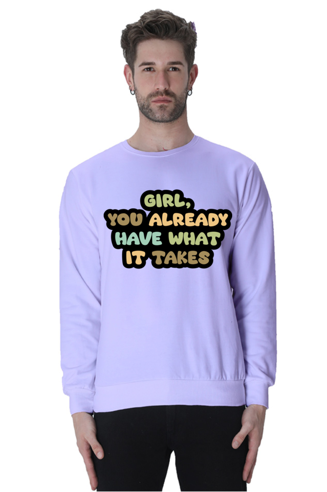 Girl Unisex Casual Sweatshirt Lavender