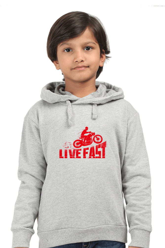 Biker Kids Hoodie Grey Melange