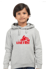 Biker Kids Hoodie Grey Melange
