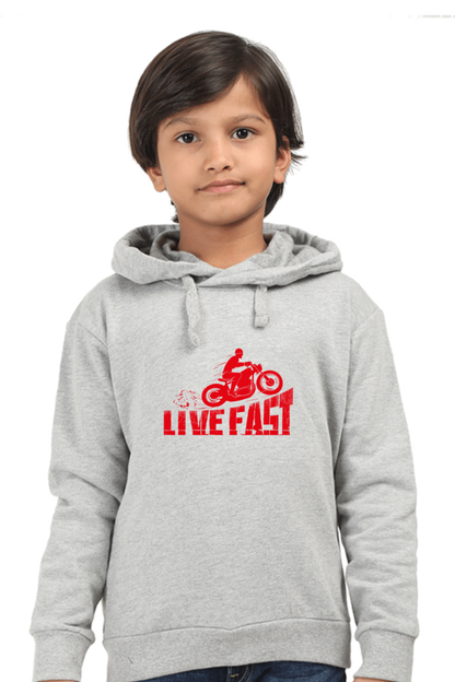 Biker Kids Hoodie Grey Melange