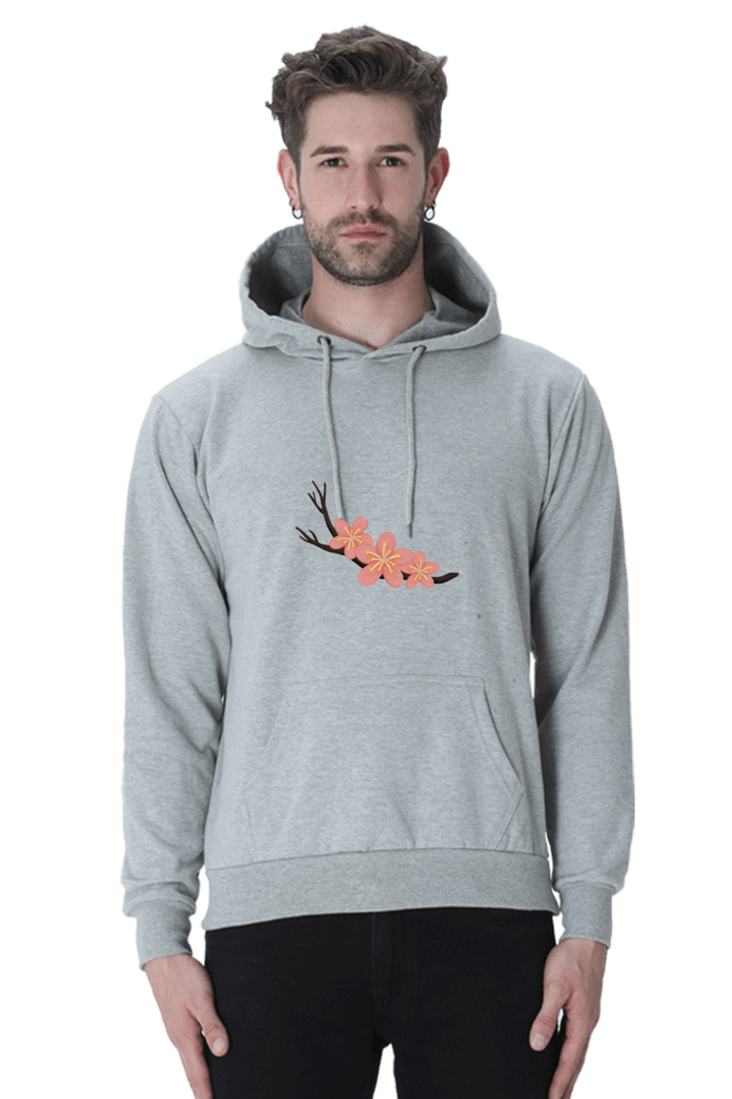 Sakura Unisex Casual Hoodie Grey Melange