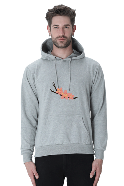 Sakura Unisex Casual Hoodie Grey Melange