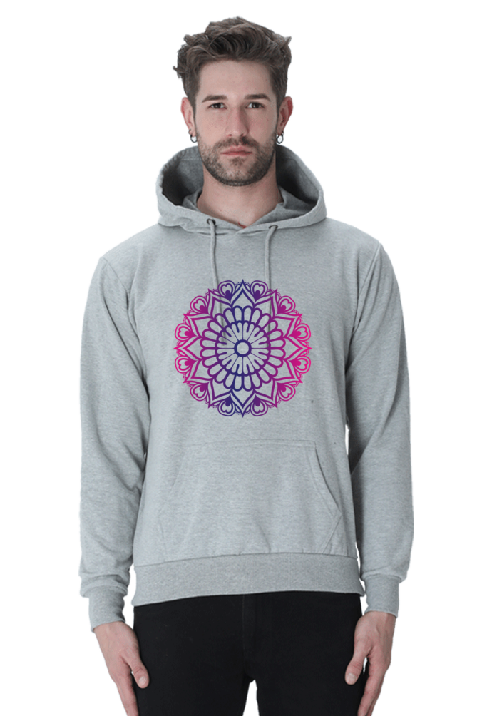 Purple Mandala Unisex Casual Hoodie Grey Melange