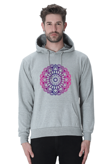 Purple Mandala Unisex Casual Hoodie Grey Melange