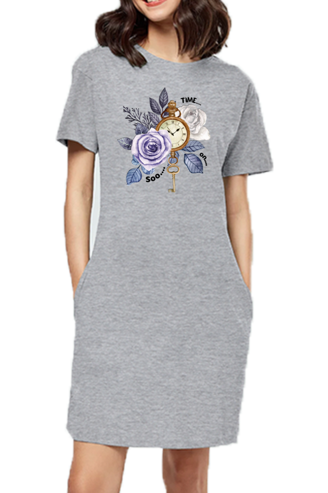 Time Women's T-Shirt Dress Grey Melange