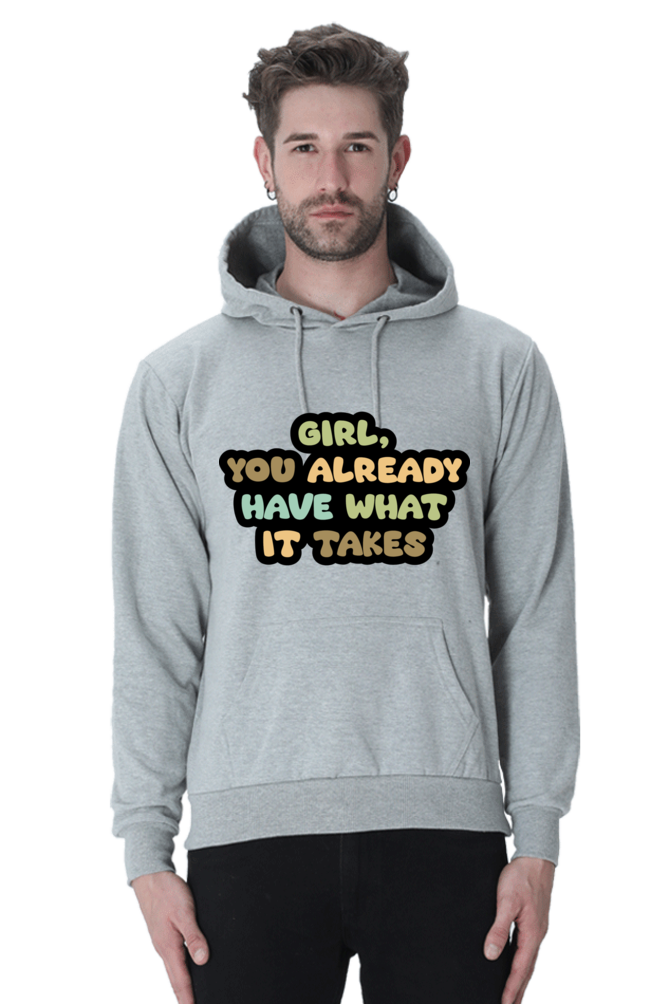 Girl Unisex Casual Hoodie Grey Melange