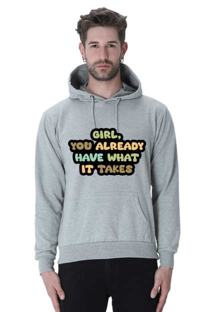 Girl Unisex Casual Hoodie Grey Melange