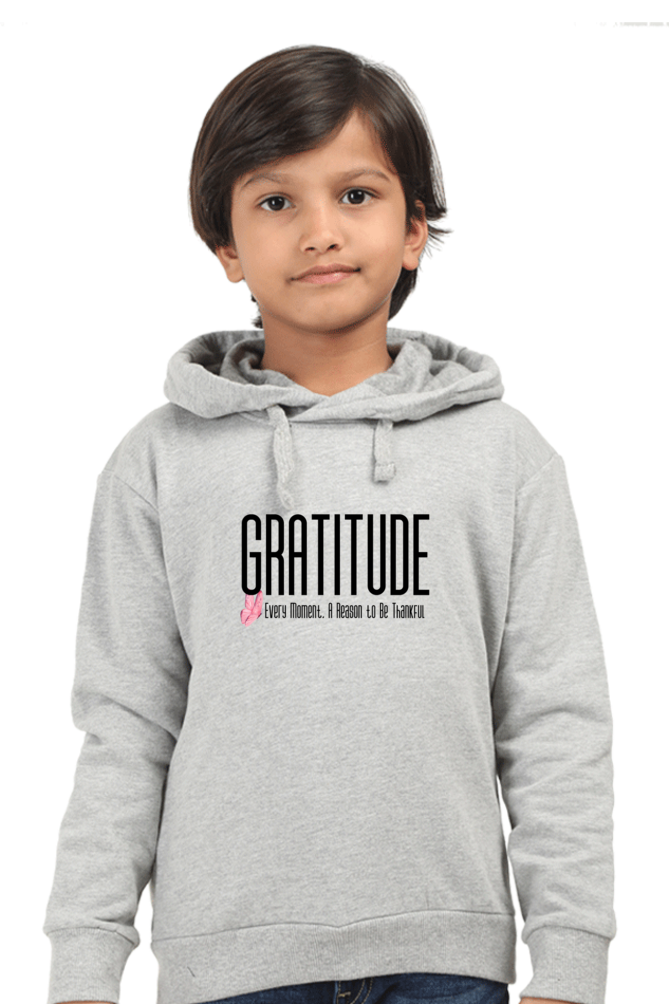 Gratitude Kids Hoodie Grey Melange