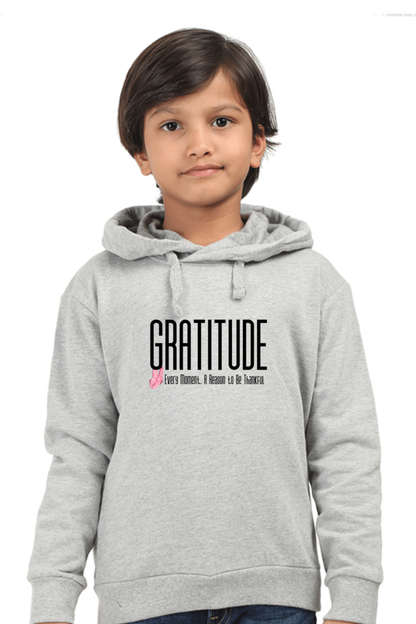 Gratitude Kids Hoodie Grey Melange