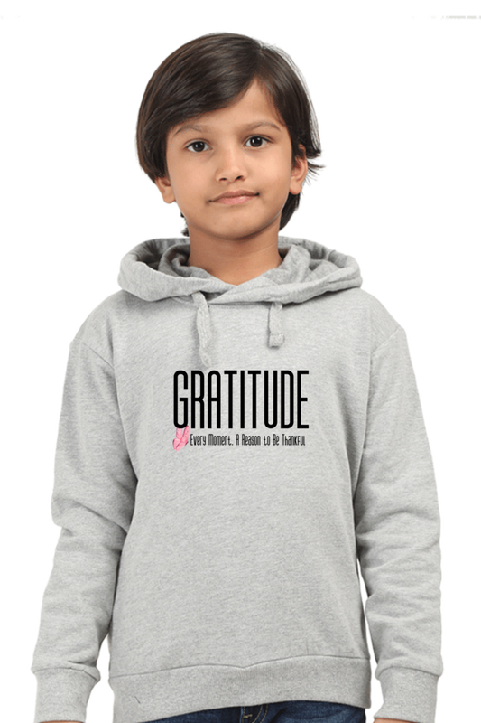 Gratitude Kids Hoodie Grey Melange