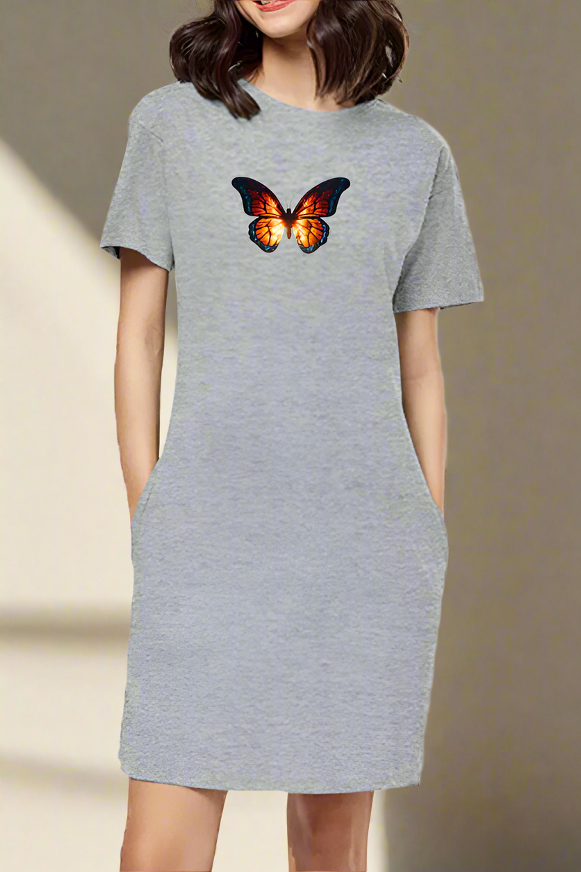 Butterfly Grey Women's T-Shirt Dress