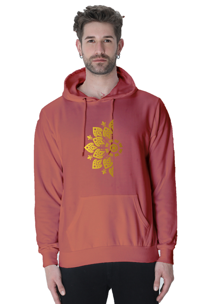 Gold Mandala Unisex Casual Hoodie Coral