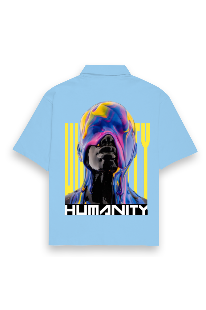 Humanity Oversized Cotton Shirt Baby Blue