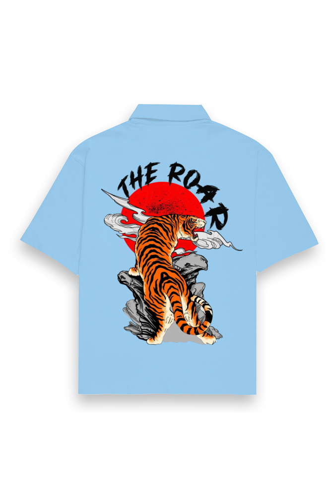 Tiger Oversized Cotton Shirt Baby Blue