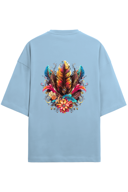 Feathers Unisex Terry Oversized T-Shirts Baby Blue