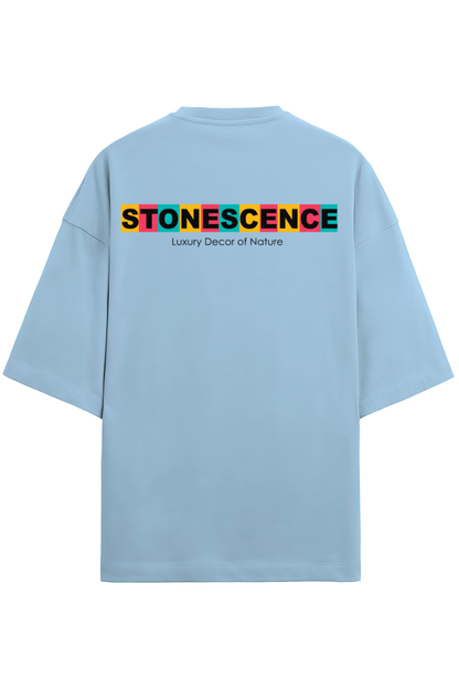 Stonescence Color Style Unisex Terry Oversized T-Shirts Baby Blue