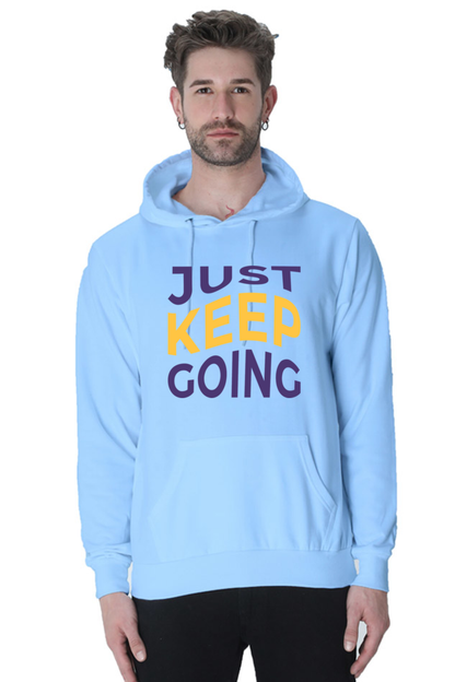 Just Keep Going Unisex Casual Hoodie Baby Blue