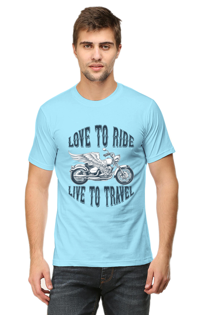 Love to Ride Half Sleeve T-Shirt Baby Blue