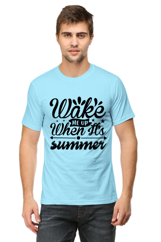 Wake me up Half Sleeve T-Shirt Baby Blue