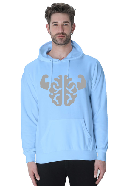 Brain power Unisex Casual Hoodie Baby Blue