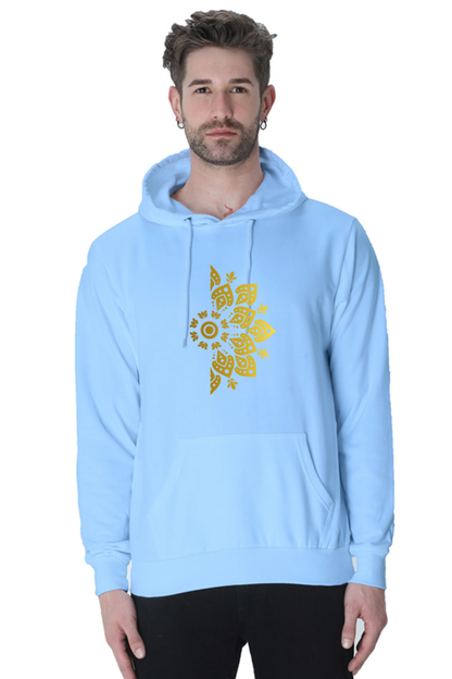 Golden Mandala Right Casual Hoodie Baby Blue