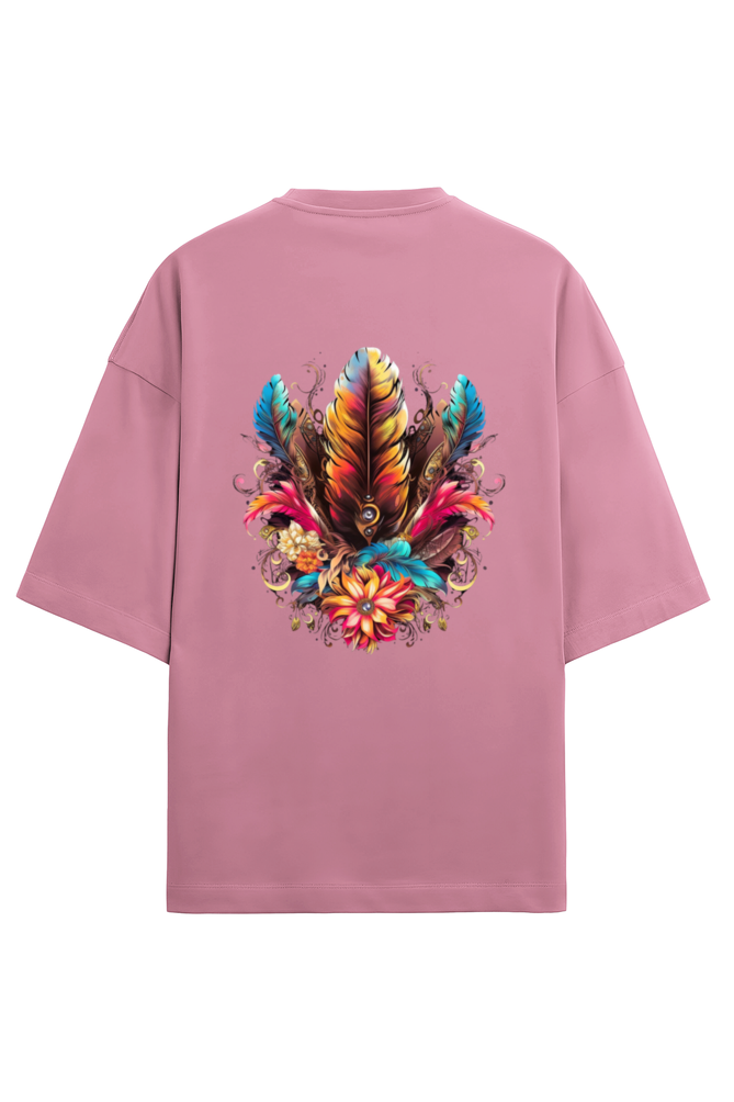 Feathers Unisex Terry Oversized T-Shirts Flamingo