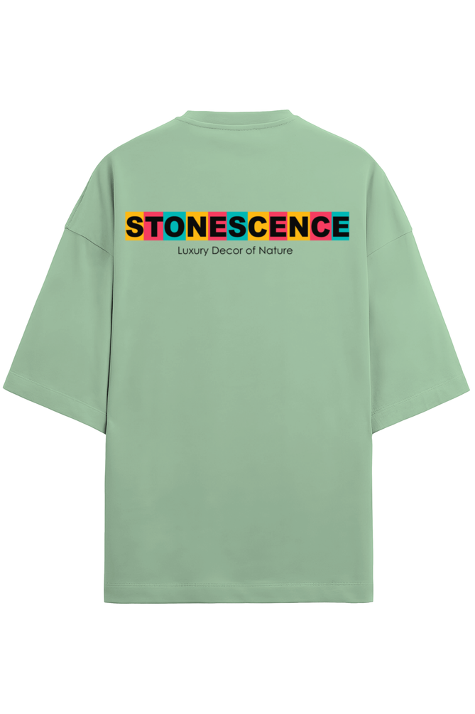 Stonescence Color Style Unisex Terry Oversized T-Shirts Jade