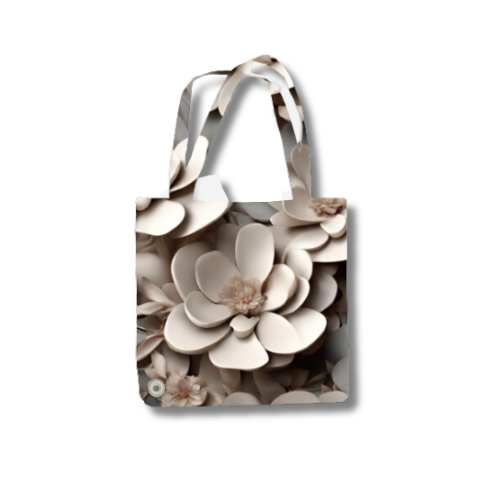 3D Art Clay Flowers Tote Bag with Zipper Standard