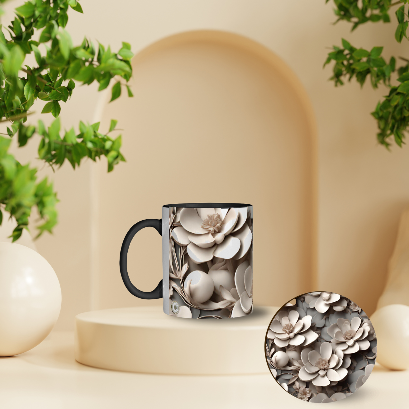 Clay Flowers Mug and Coaster