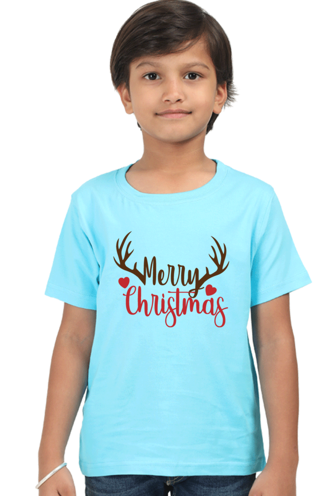 Merry Christmas Kid's Half Sleeve T-Shirt SkyBlue