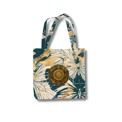 Gold and Butterfly Tote Bag with Zipper Standard