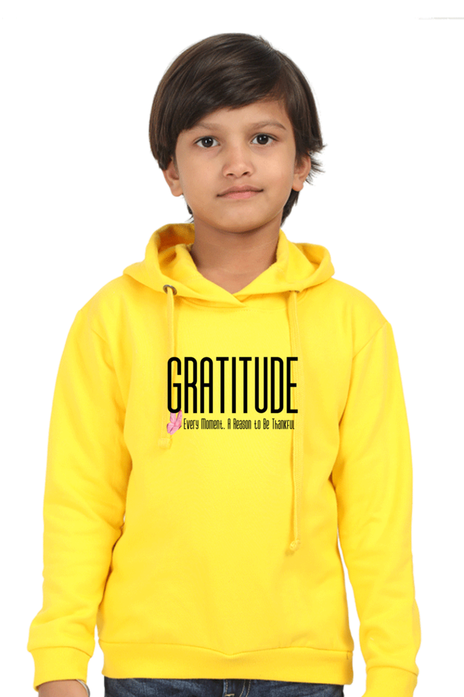 Gratitude Kids Hoodie Yellow