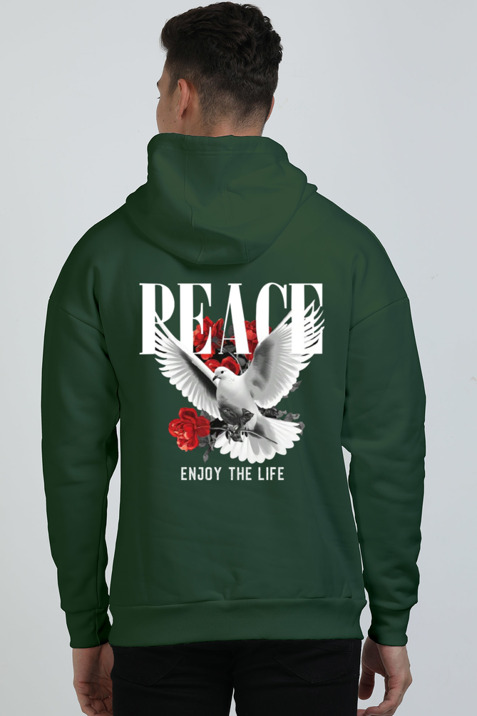 Peace Unisex Oversized Hoodie Bottle Green