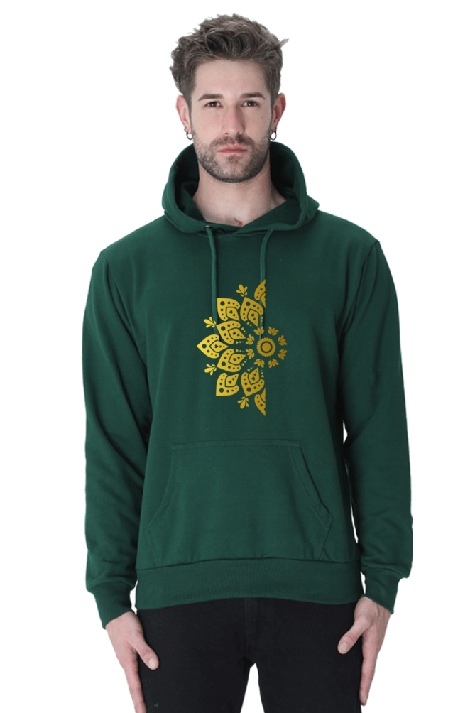 Gold Mandala Unisex Casual Hoodie Bottle Green