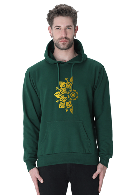 Gold Mandala Unisex Casual Hoodie Bottle Green