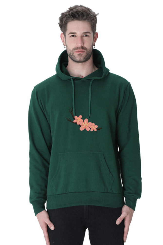 Sakura Unisex Casual Hoodie Bottle Green