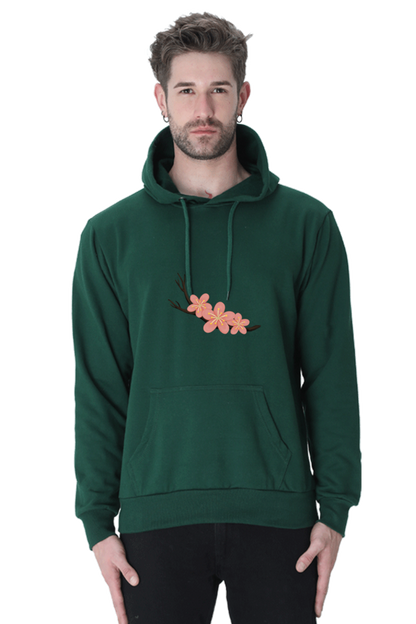 Sakura Unisex Casual Hoodie Bottle Green