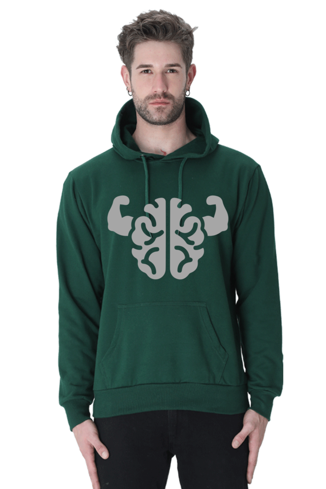 Brain Power Casual Hoodie Bottle Green