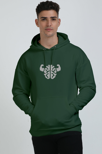 Brain Power Unisex Oversized Hoodie Bottle Green