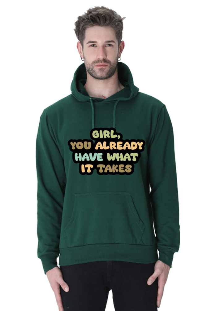 Girl Casual Hoodie Bottle Green